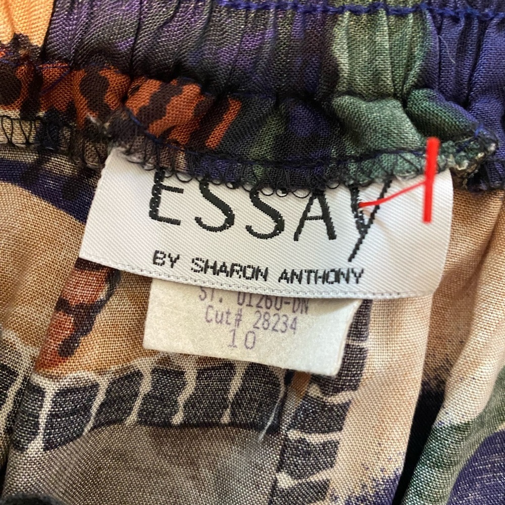Vintage Indigo and Tan Printed Cotton Midi Skirt Size Small - Picture 5 of 5